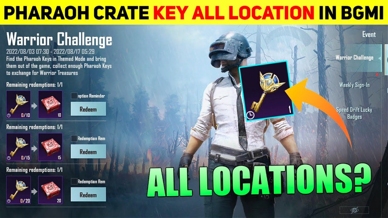 Pharaoh's Crate Key All Location In Bgmi Pubg Mobile/ How To Find