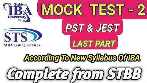 PST JEST MOCK Test with Key | Solved MCQs from STBB | MOCK test According to IBA Test Pattern | JEST
