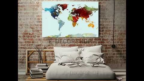 WORLD MAP CANVAS PRINTS _ WALL ART WATERCOLOR WORLD MAP CANVAS PRINTING _ COLORFUL LARGE WORLD MAP