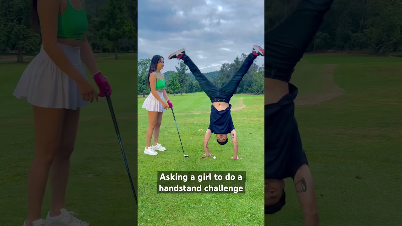 Asking a girl to do a handstand challenge in public! 🤸‍♀️⛳️ 