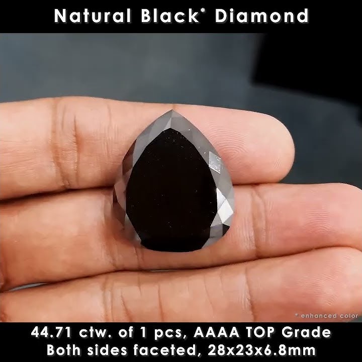 TOP AAAA Grade 44 Carat Natural Black Diamond Pear Both sides faceted 25x16