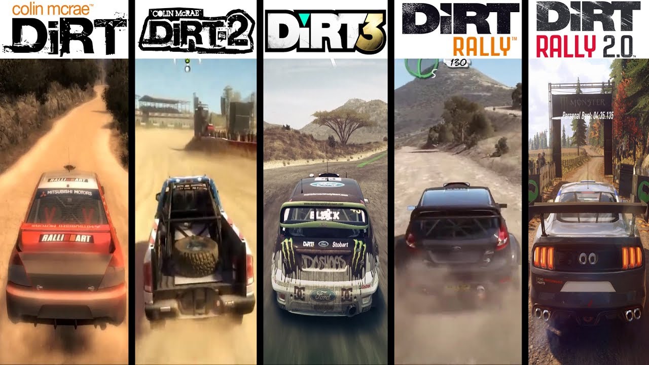 DiRT vs DiRT 2 vs DiRT 3 vs DiRT Rally vs DiRT 4 vs DiRT Rally 2.0 -  Gameplay Comparison HD - YouTube