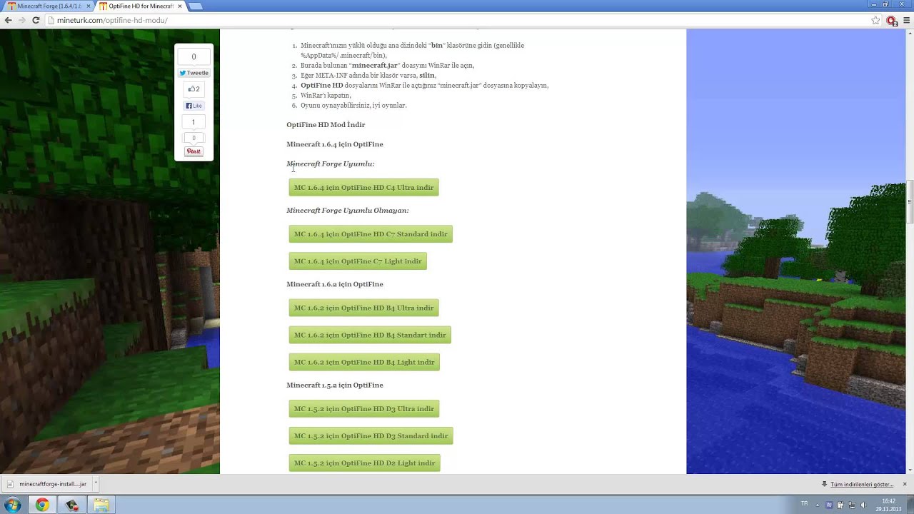 скачать моды на майнкрафт forge optifine 1.6.4