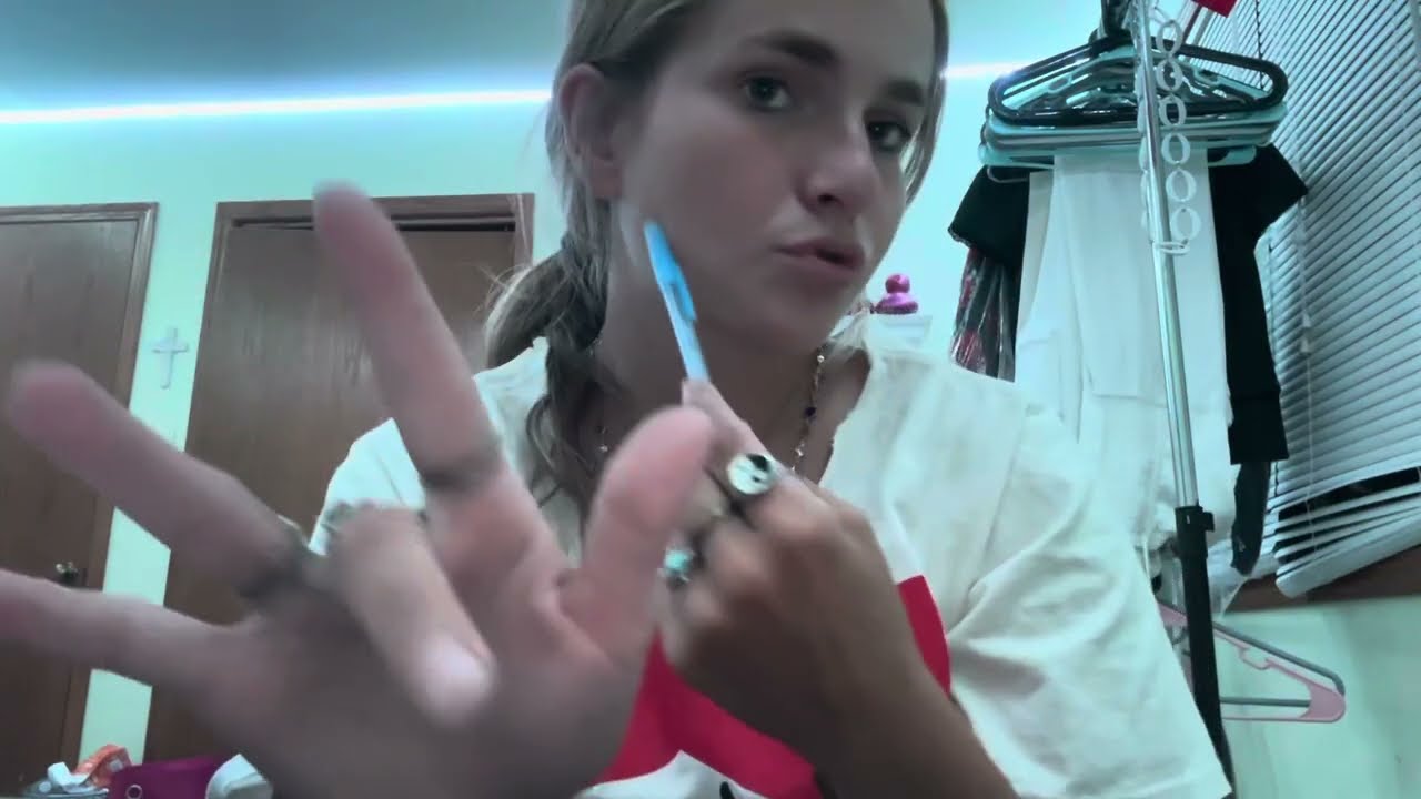 ASMR face tracing // hand movements // mouth sounds and whispering // 