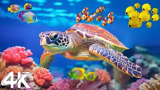 Under Red Sea 4K  Beautiful Coral Reef Fish in Aquarium, Sea Animals for Relaxation  4K Video #3