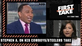 Mina Kimes and Keyshawn Johnson drill Stephen A. about his Cowboys and Steelers take | First Take