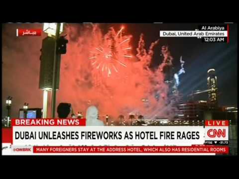 Dubai high rise burning near New Year's Eve fireworks display