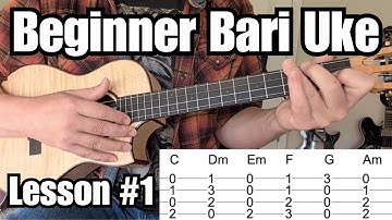 BEGINNER BARITONE UKULELE LESSON #1 C Major Scale, Chords in C, Strums