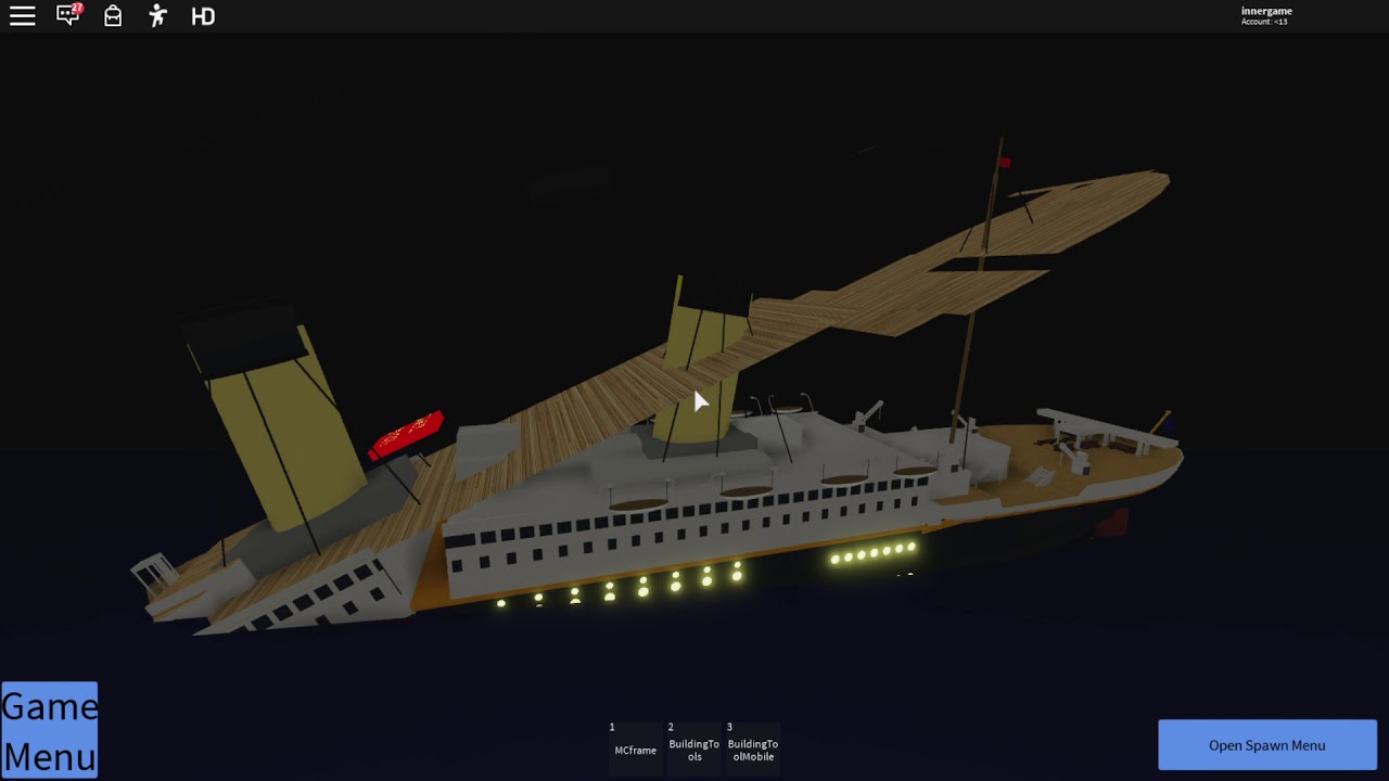 White Titan Playing Tiny Ships Simulator By Roby0044 - roblox titanic legacy kraken