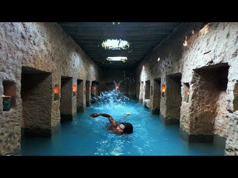 Xây nhà bí mật và bể bơi dưới lòng đất | Sinh tồn trong rừng