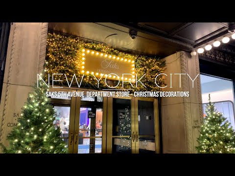 4k] NEW YORK CITY - Saks 5th Ave Department Store Christmas ...