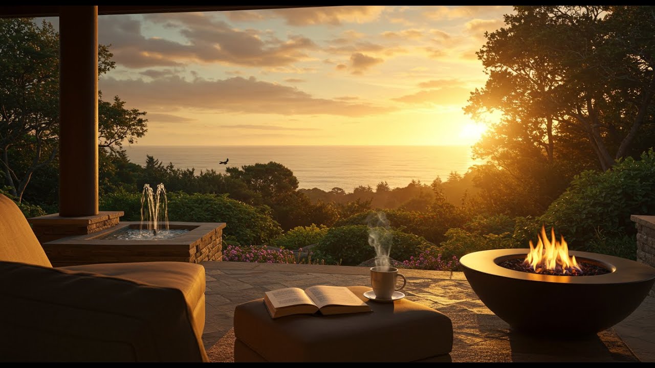 Relaxing Music for Healing Stress & Anxiety - Calming Water & Fire Ambience for Study & Meditation