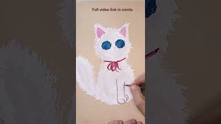 How to draw cat easy. Art lessons. Drawing tutorial. Painting cat with toothbrush.