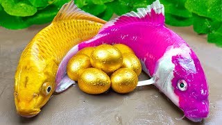 DIY Golden Egg Koi Fish Pool - Rainbow Crocodile Trap Big Frog | ASMR Catfish, Sea Crab Mukbang