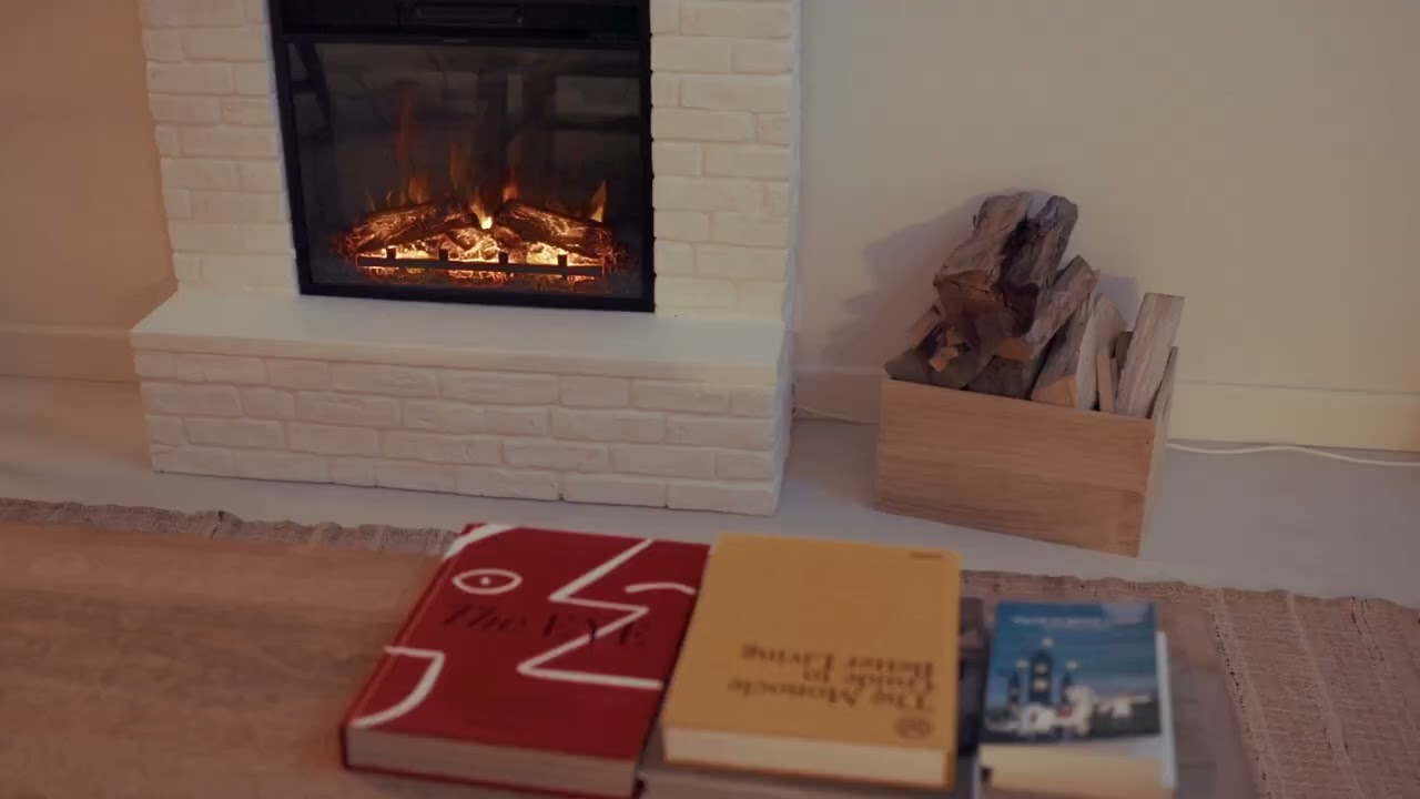 Semineu electric TAGU ROLF BRICK WHITE PowerFlame - Alb