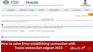 How to Solve Error in establishing connection with TRACES Websocket Esigner 2023 in Telugu