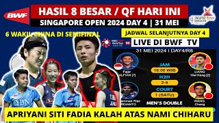 Hasil Singapore Open 2024 Hari ini Day 4: Apriyani Siti Fadia vs Nami Chiharu | Singapore Open QF