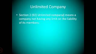 Unlimited Company 2(92) of Companies Act 2013