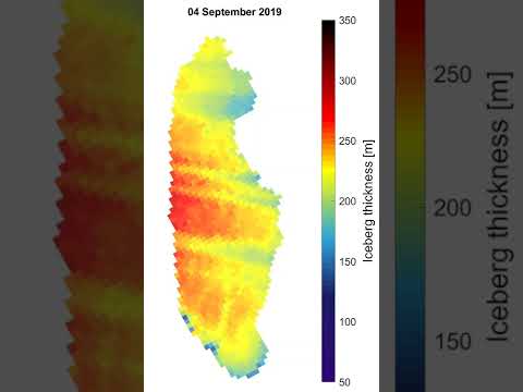 Thinning and Breakage of the A68A Iceberg Over Time