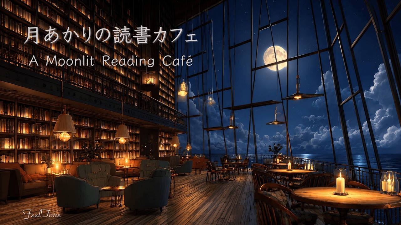 【夜の読書用BGM】月あかりの読書カフェ/ A Moonlit Reading Café｜ピアノ 1時間