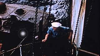 Us Sailors Transfer A Package From A Ship To An Lcvp In The Sea During The Invasi...hd Stock Footage