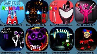 Garten Of Banban 2 Mobile, Chef Pisgster, Banban4, Pink Monster 7,Banban7Demo, Zoonomaly, Poppy3 Ste