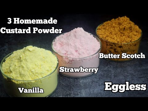 How to Make Homemade Custard Powder in 3 Delicious Flavors Vanilla, Strawberry amp Butterscotch!