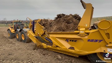 Here is one of our Volvo A40G’s rigged up to a K-Tec 1237 scraper.