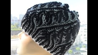 Шапка спицами Бриошь часть1 (brioche hat) (Шапка #11)(Мастер-класс по вязанию спицами очень красивой шапки 