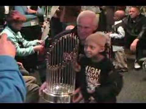 Red Sox bring World Series trophy to Dana-Farber