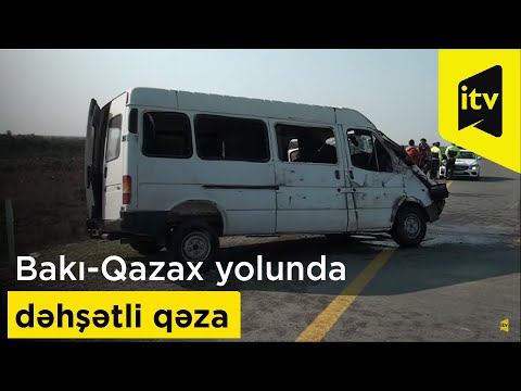 Bakı-Qazax yolunda dəhşətli qəza - minik avtomobili mikroavtobusla toqquşub