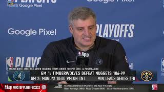 Micah Nori POSTGAME INTERVIEWS | Minesota Timberwolves beat Denver Nuggets 106-99 in Game 1