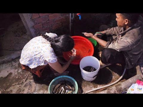 A typical day's work and a delicious meal of meat and fish.