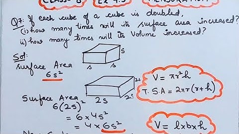 If each edge of Cube is doubled how many times will its surface area increase How many times volume