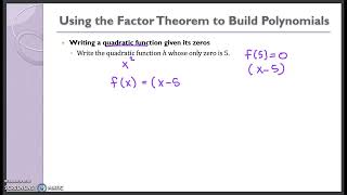 Writing a quadratic function given its zeros