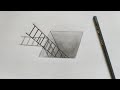 كيف ترسم سلم ثلاثي الأبعاد 3D بالرصاص للمبتدئين