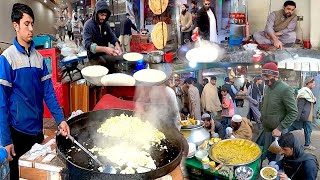 Breakfast Street food in Jalalabad Afghanistan | Parati | Milk | Chai | Channa | Subha ka nashta