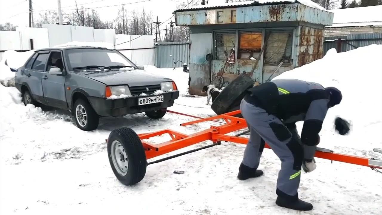 Прицеп подкат с подруливающими колесами - YouTube