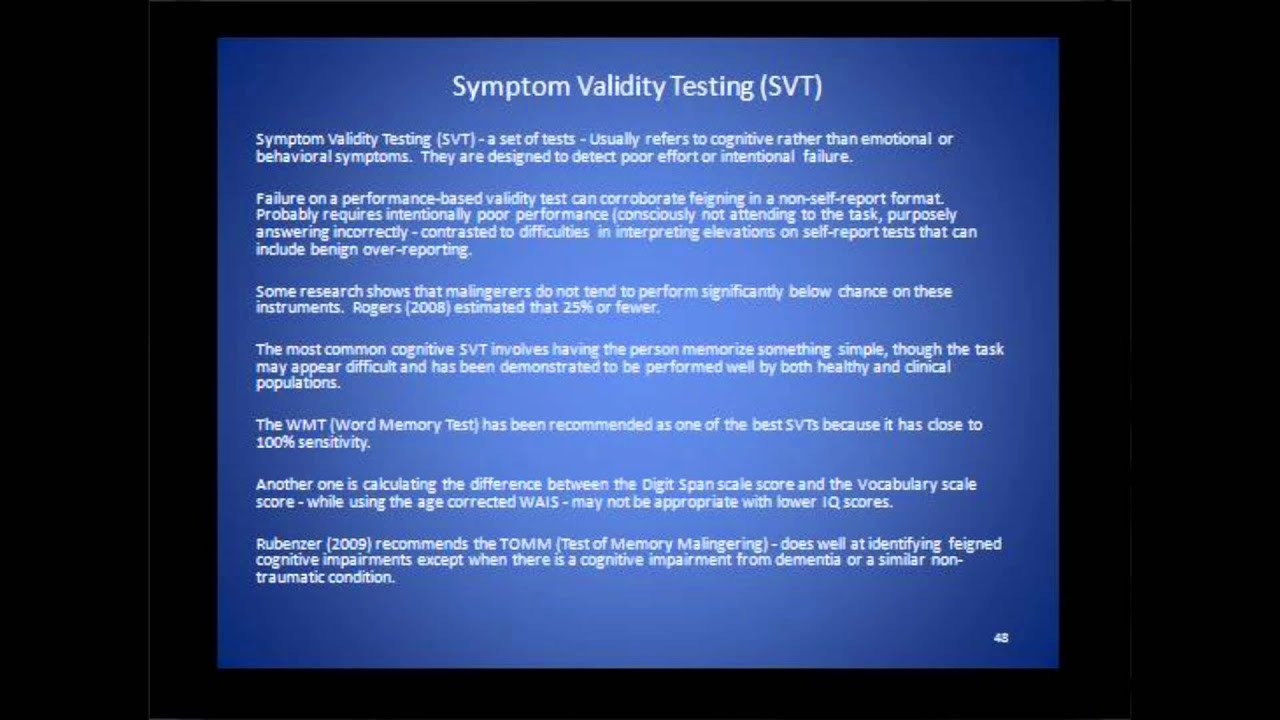 Symptom Validity Testing (SVT) YouTube