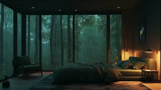 thunder echoes through the night, you are home and safe | Bedroom rain storm sounds