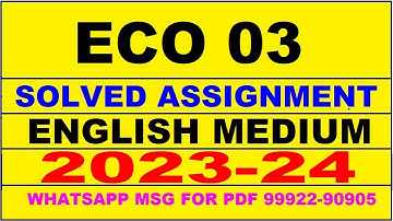 eco 03 solved assignment 2023-24 | eco 3 solved assignment in english 2024 | eco 3 2024