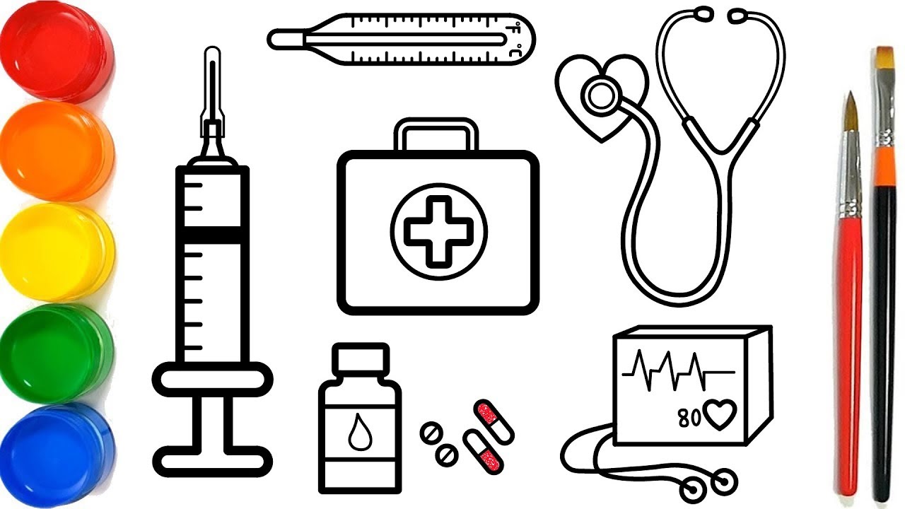 Glitter Medical Instruments Coloring Pages For Kids 