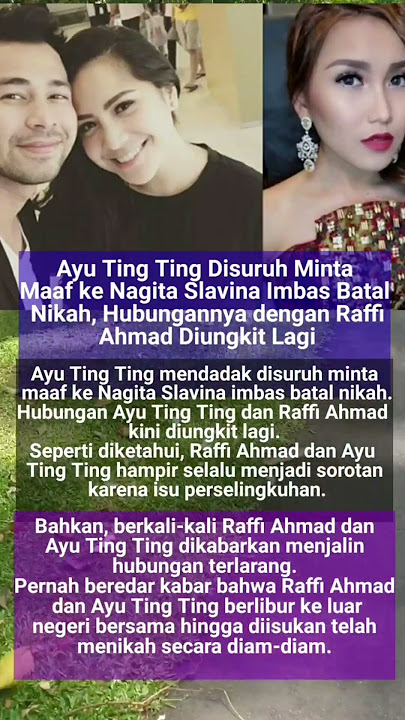 Ayu Ting Ting Disuruh Minta Maaf Ke Nagita Slavina Imbas Batal Nikah, Hubungan Dgn  Raffi Di  Ungkit