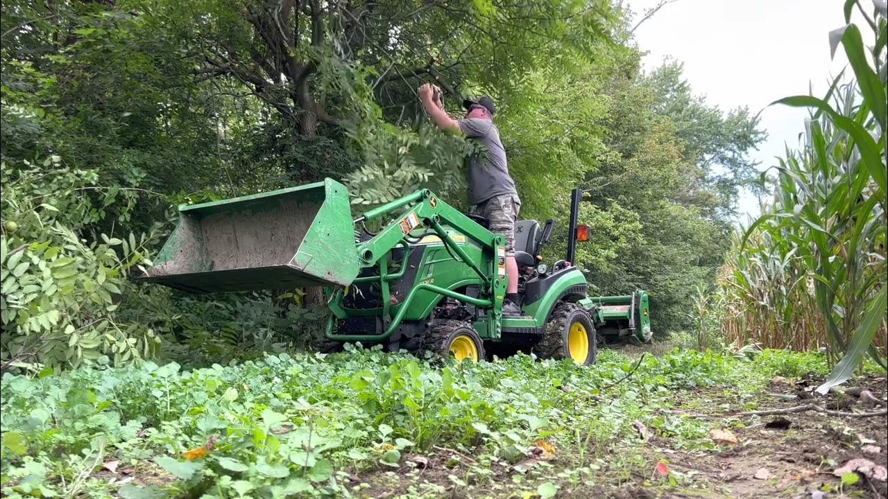 Backhoe off tiller on for the last food plot of the season YouTube