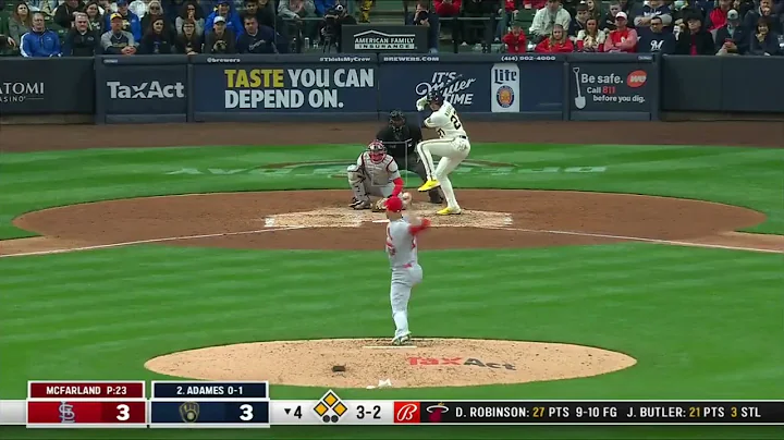 Willy Adames WALKS WITH THE BASES LOADED TO GIVE THE BREWERS THE LEAD | Cardinals @ Brewers 4/17/22