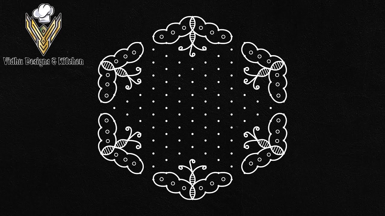 Big Butterfly Kolam 158 Beautiful butterfly kolam with dots pattam