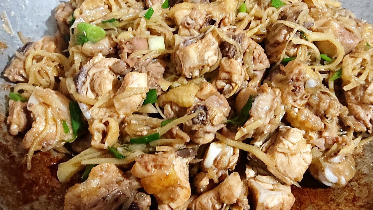Cook chicken Ginger,Chicken with Ginger Recipe / ឆាខ្ញីសាច់មាន់