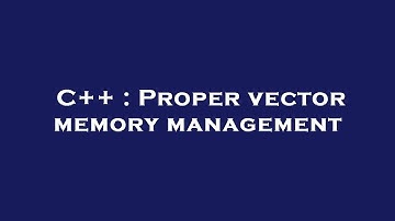 C++ : Proper vector memory management