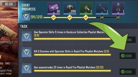 Call Of Duty Mobile Kill 5 Enemies with Operator Skills in Rapid Fire Playlist Matches Task Complete