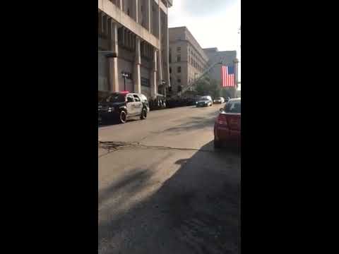Procession Carrying Fallen Officer Michael Michalski Passes Through Downtown